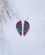 Load image into Gallery viewer, Copper &amp; Turqoise Feather Earrings
