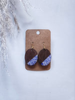 Load image into Gallery viewer, Blue China &amp; Wood Split Oval Earrings
