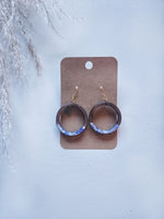 Load image into Gallery viewer, Blue China &amp; Wood Split Circular Earrings

