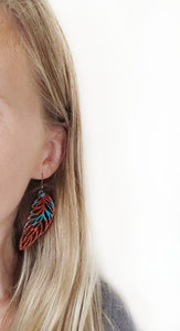 Copper & Turqoise Feather Earrings