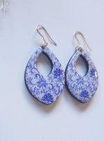 Load and play video in Gallery viewer, Blue China And Resin Dangle Earrings
