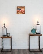 Load image into Gallery viewer, Hand Engraved And Wood Burned Waving American Flag Sign
