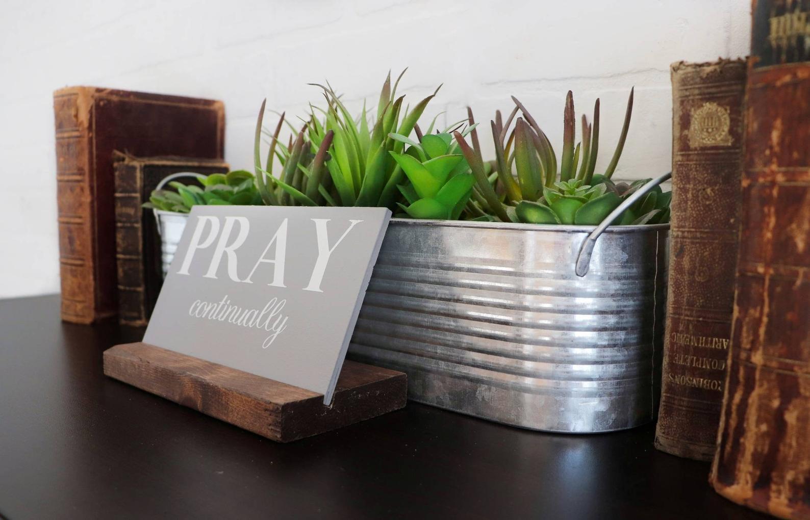 Pray Continually Mini Sign With Stand